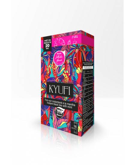KYUFI Instant Schwarztee Original Minzgeschmack mit zucker 15x7,5g شاي أسود مع السكربنكهة النعناع الأصلي سريع التحضير من كيوفي